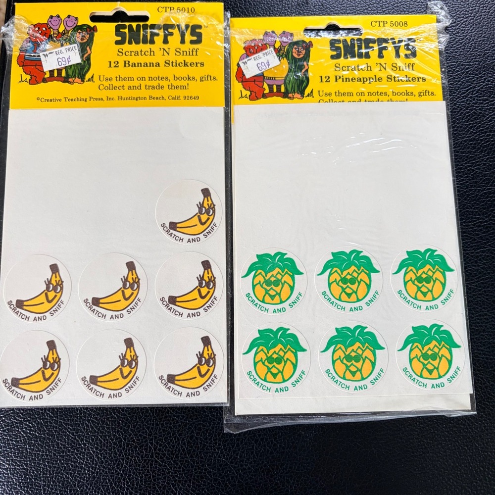 Vintage Sniffys Scratch N Sniff Stickers Banana Pineapple Creative Teaching Pres